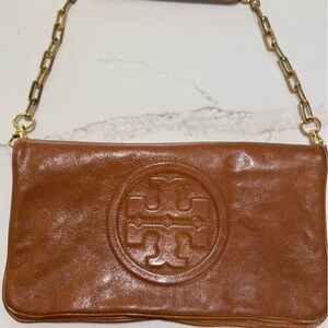 Tory Burch Cognac Leather Clutch